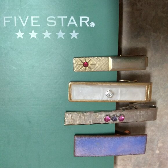 Tie Clasps Vintage Lot of 5 (1 stamped G.F.) - Picture 5 of 7
